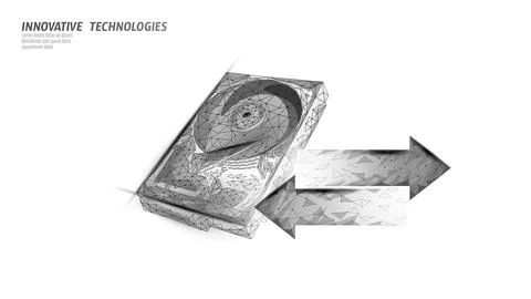 HDD hard disk drive file hardware. 3D low poly information storage record system Stock-Illustration