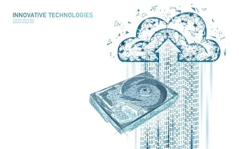 HDD hard disk drive file hardware. 3D low poly information storage record system Stock Illustration