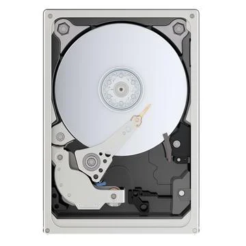 HDD, Hard Disk Drive. Front view. 3D rendering Illustrazione stock