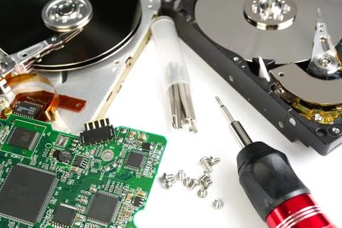 Hdd - hard disk drive. Hard disk repair concept. The hard drive is designed to Stock Photos