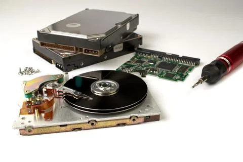 Hdd - hard disk drive. Hard disk repair concept. The hard drive is designed to Stock Photos