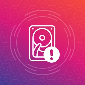 HDD, hard drive notification icon for web 스톡 일러스트