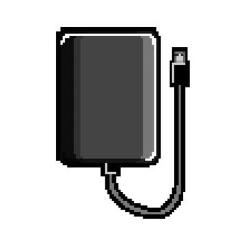 Hdd hard drive pixel art vector illustration Illustrazione stock