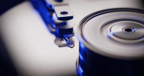 HDD inside. Macro shot spining disk. Stock Footage 190921361