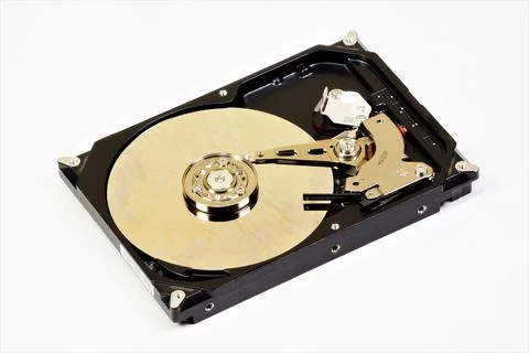 HDD, the internal device of the hard disk. Isolated on a white background. Stock Photos