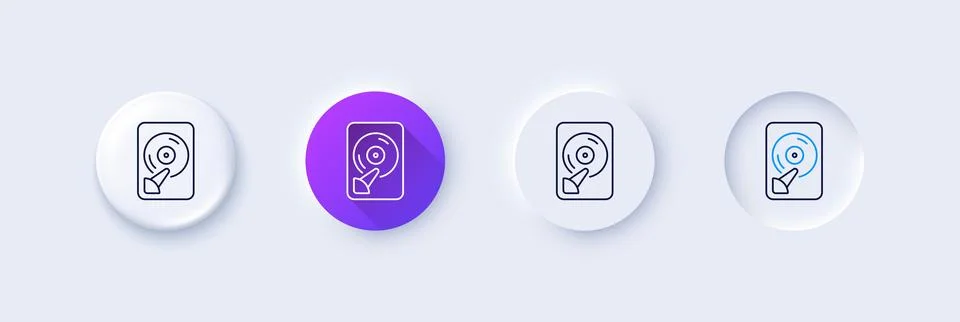 Hdd line icon. Computer memory component sign. Data storage. Line icons. Vector Stock Illustration