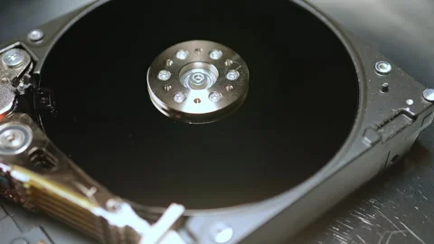 HDD, macro close up shot of hard drive rotation, shallow depth of field. Cy.. Stock Footage 271096518