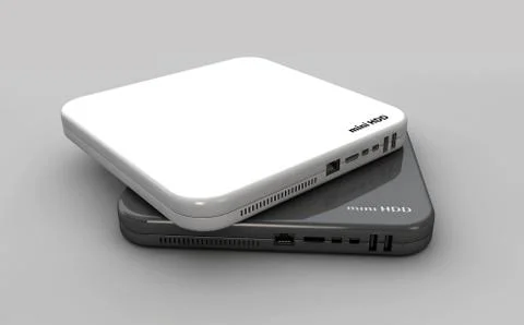 Hdd, mini hard disk drive white and dark colors, components, Illustration Stock Illustration