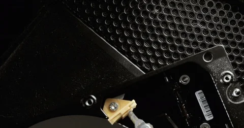 HDD reading and writing data. Operating hard disk drive on dark background. Stock Footage 78794864