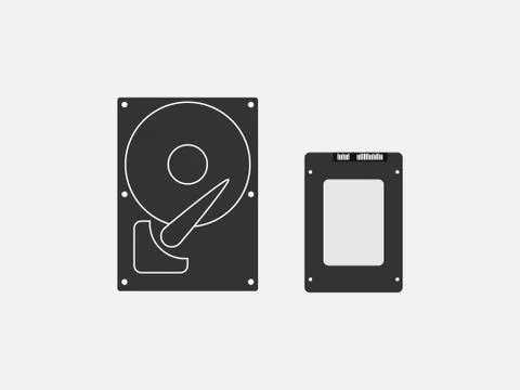 HDD, SSD icon. Vector illustration, flat design. Stock Illustration