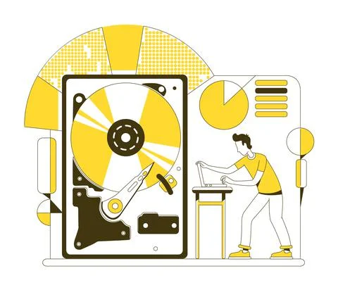 HDD thin line concept vector illustration Illustrazione stock