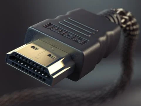 HDMI cable for computer tv and video on black background. Stock Illustration