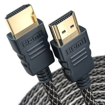 HDMI cable for computer tv and video video isolated on white. Stock Photos