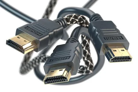 HDMI cable for computer tv and video  isolated on white. Stock Photos