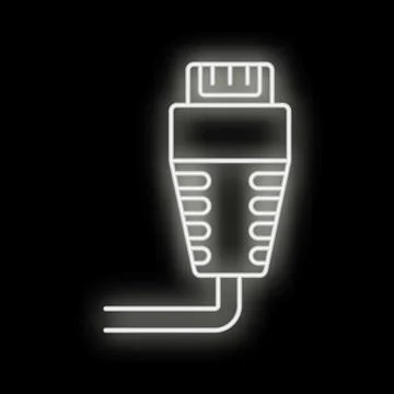 Hdmi cable connector glowing neon outline Stock Illustration