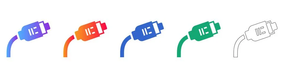 HDMI Cable Connector Icon Set Stock Illustration