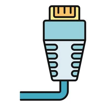 Hdmi cable connector line icon vector art Stock Illustration