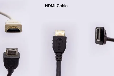 HDMI cable from different angles isolated against white background. HDMI cabl Stock-Fotos