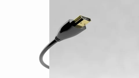 HDMI cable isolated on white background Stock Footage