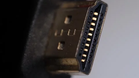 HDMI Cable Plug Backside Macro Close Up Technology Connection Detail. Stock Footage 331944803