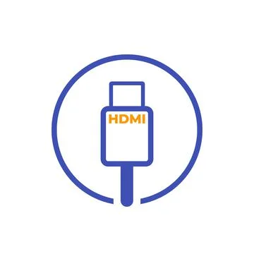 HDMI cable vector icon on white Stock Illustration