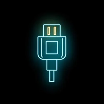 Hdmi connector glowing neon light icon vector Illustrazione stock