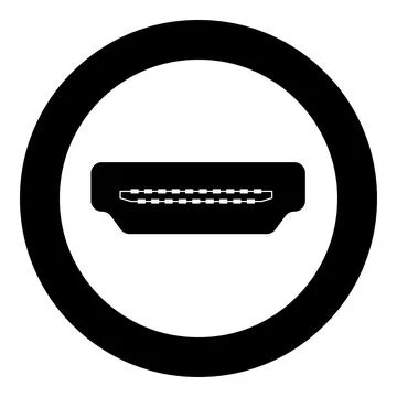 HDMI port socket icon in circle round black color vector illustration image.. 스톡 일러스트
