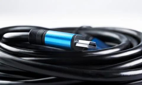 HDMI video cable on white background Stock Photos