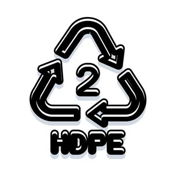 Hdpe 2 plastic high density polyethylene recycling symbol 스톡 일러스트