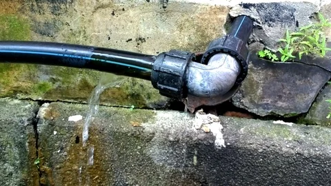 Hdpe black pipe leaking 3 Full HD Stock Footage 92187585