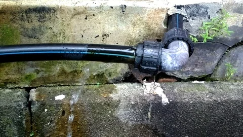 Hdpe black pipe leaking 4 Full HD Stock Footage 92187591