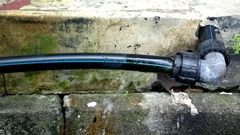 Hdpe black pipe leaking 5 Full HD Stock Footage 92187595