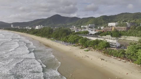 Hdr Aerial view of Phuket Karon beach in Thailand Stock-Footage 266685667