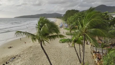 Hdr Aerial view of Phuket Karon beach in Thailand Stock Footage 266685963