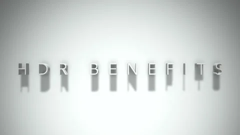 Hdr benefits 3D title animation white text on a white background Stock Footage 299374380