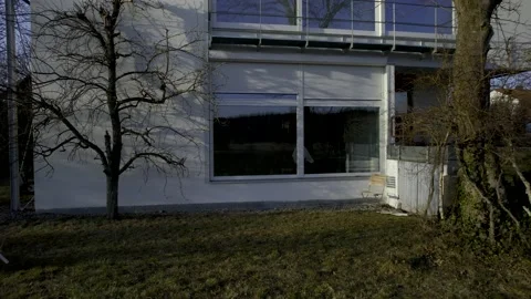 HDR of Big Windows of House with Blinds and Dark Reflections 10Bit Stock Footage 177473838