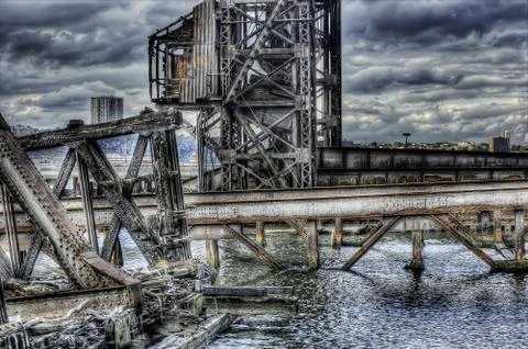 Hdr image of am old run down shipping terminal Stock Illustration