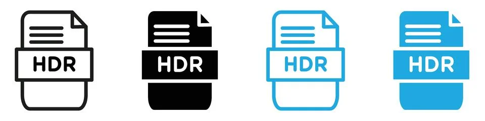 HDR image file extension icon mark in filled style Stock Illustration