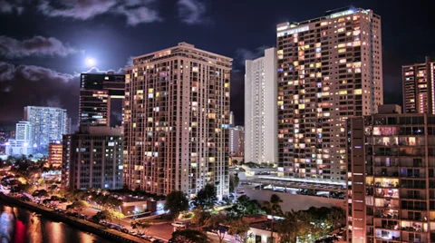 HDR Panning Time Lapse Honolulu Cityscape Vidéo 34339557