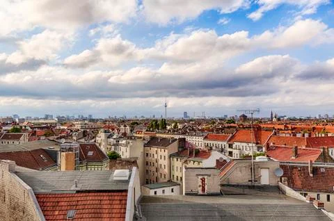 HDR panorama of Berlin with cloudscape Stock Photos