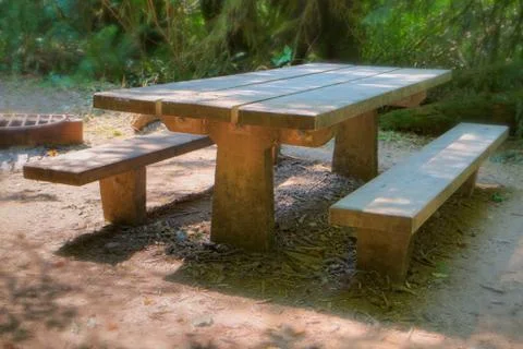 Hdr picnic table soft Stock Photos