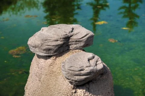 HDR Rock Formation Over River Stock Photos