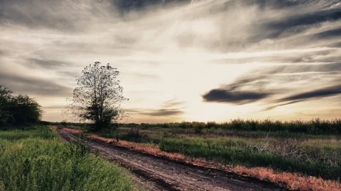 HDR summer landscape - sunset Stock Footage 106322929