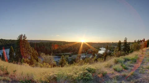 HDR Sunset Timelapse with River Stock Footage 36441342