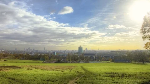 HDR time lapse of clouds in Hampstead Heath Stock Footage 70115782