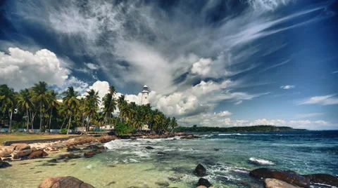 HDR timelapse video of Dewundara light house, Sri Lanka Stock Footage 34218635