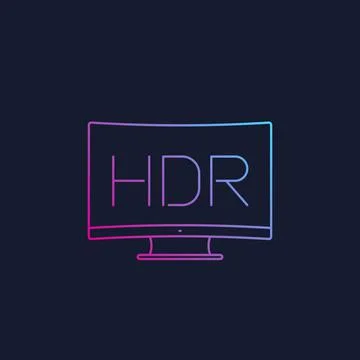HDR tv vector line icon Stock Illustration