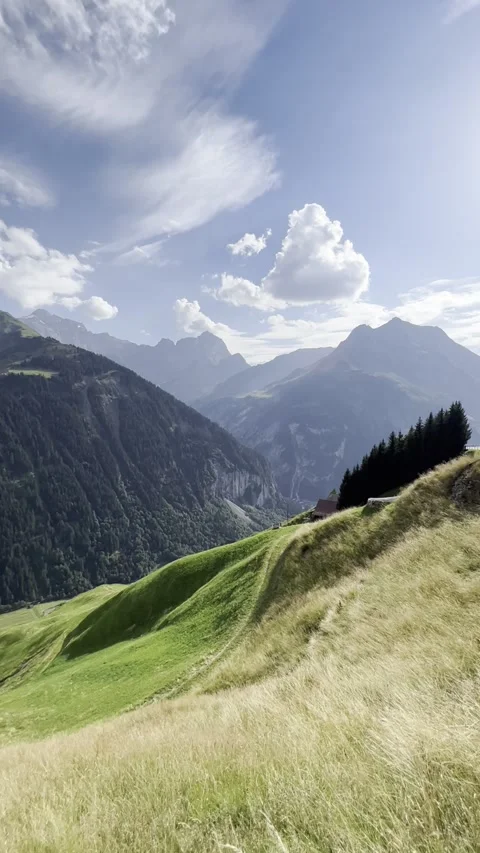 Hdr vertical video of beautiful mountain scene, clouds and hills Stock Footage 255300830