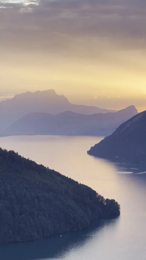 Hdr vertical video of beautiful sunset, lake and mountains Stock Footage 255300692