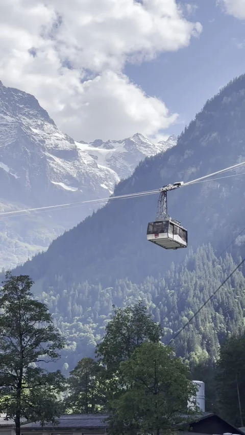 Hdr vertical video of cable car in snowy mountains Stock Footage 255303200